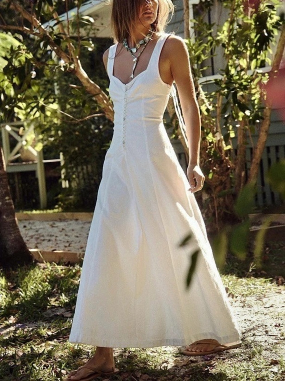 Free People Holland Stretch Linen Midi